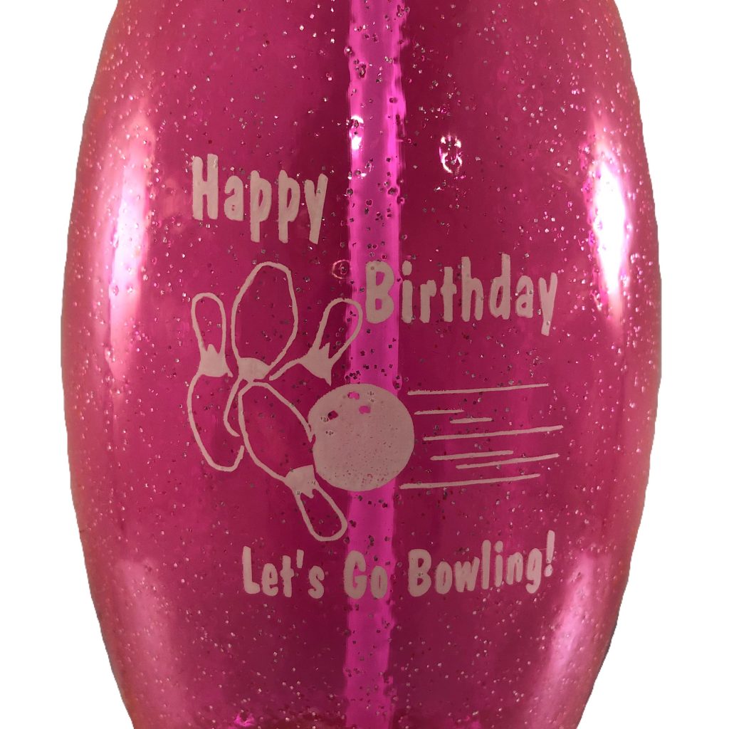 Birthday Bowling Pin Water Bottles in Pink Sierra Products