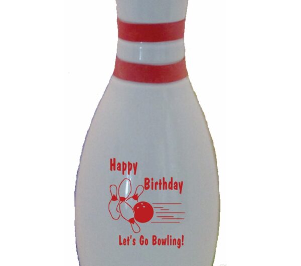 Birthday Bowling Pin Water Bottles - White