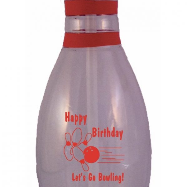 Birthday Bowling Pin Water Bottle Clear