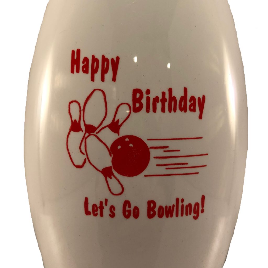 Birthday Bowling Pin Water Bottles in White Sierra Products