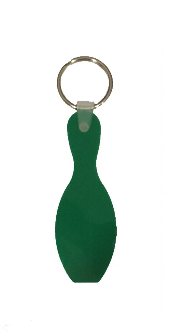 Personalized Bowling Pin Key Chains Green