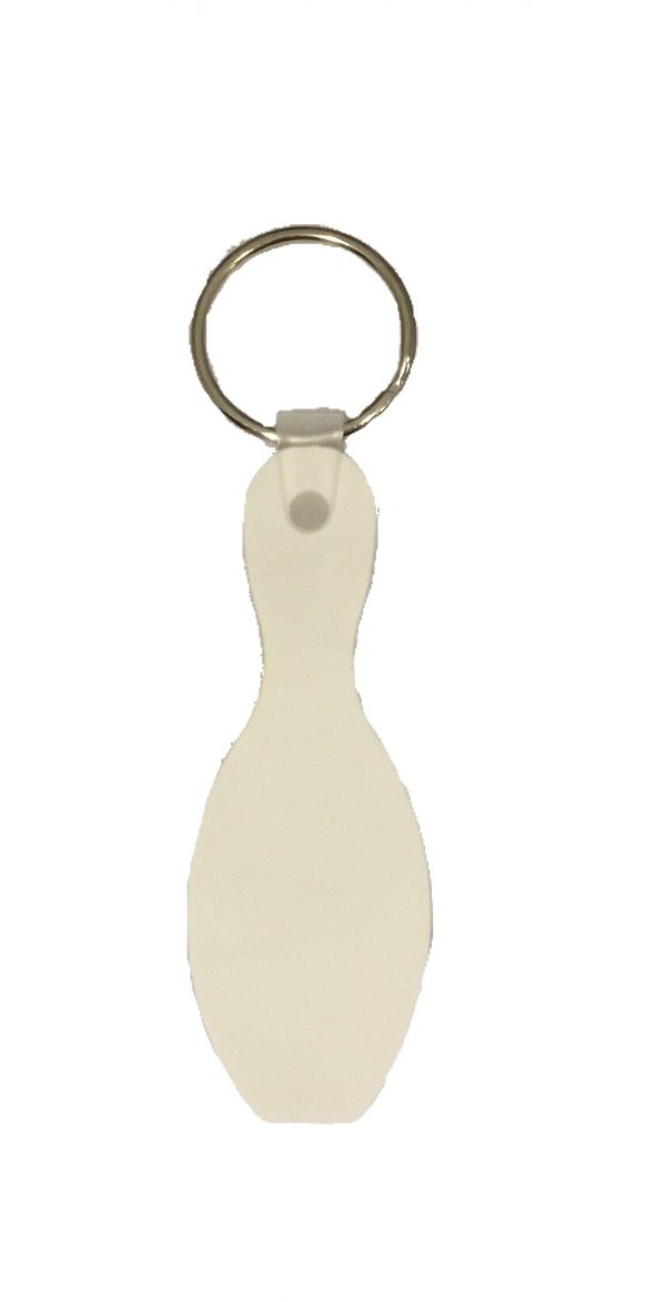 Personalized Bowling Pin Key Chains White