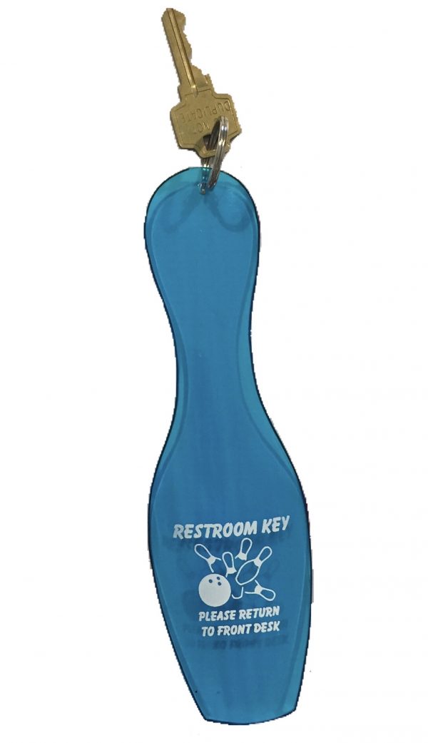 Bowling Pin Restroom Key Blue