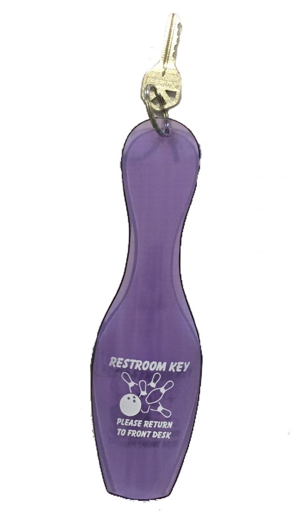 Bowling Pin Restroom Key Purple