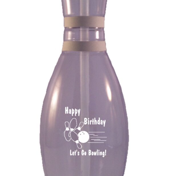 Birthday Bowling Pin Water Bottles Clear