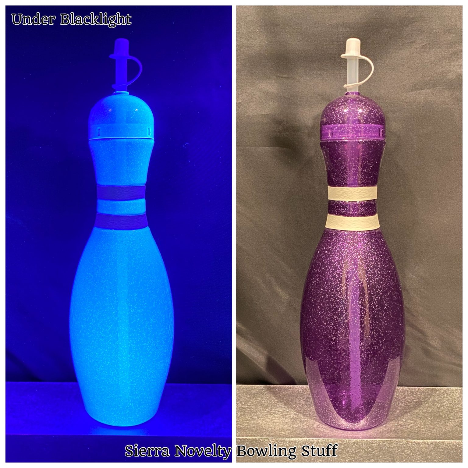 Large Bowling Pin Water Bottles 6 pack Purple by Sierra Novelty Bowling