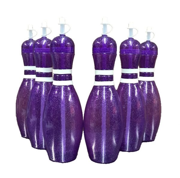 Bowling Pin Water Bottle 6 pack Purple