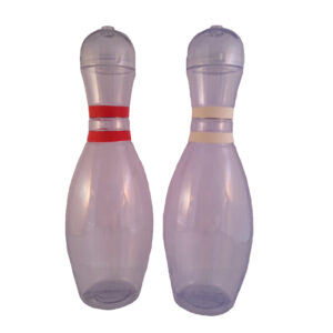 Bowling Pin Bottle – Clear with bands, no straw, no hole